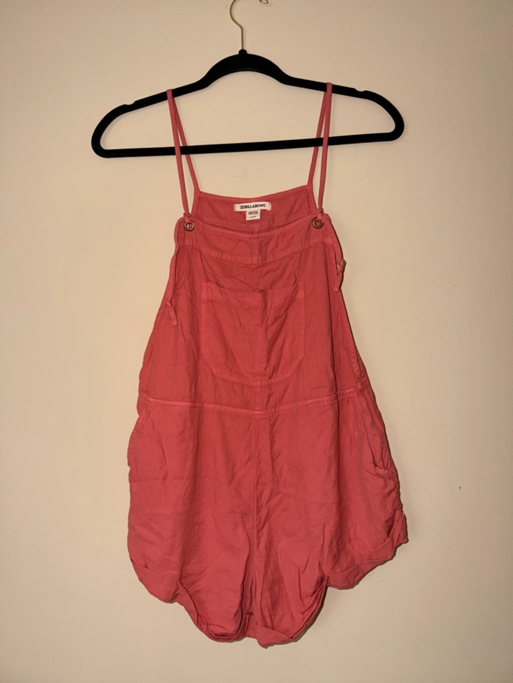 Billabong Coral Pink Spaghetti-Strap Romper